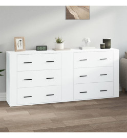 Buffets 2 pcs blanc bois d'ingénierie