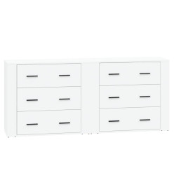 Buffets 2 pcs blanc bois d'ingénierie