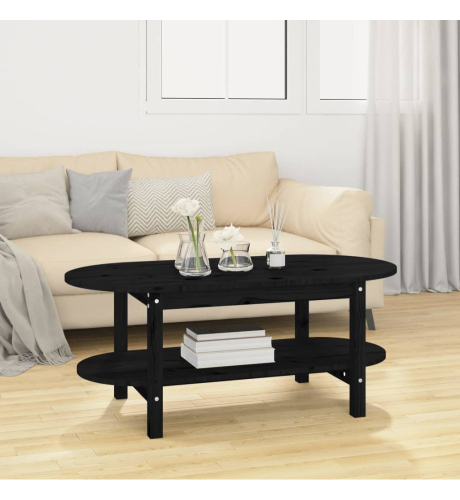 Table basse Noir 110x55x45 cm Bois massif de pin