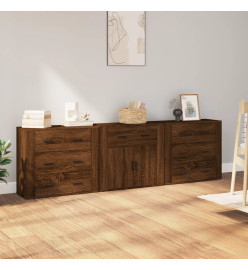 Buffets 3 pcs Chêne marron Bois d'ingénierie