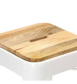 Tabourets de bar lot de 4 blanc bois de manguier massif