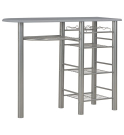 Ensemble de bar avec étagères 3 pcs Bois et acier Gris