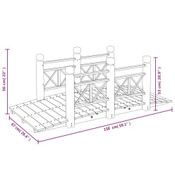 Pont de jardin avec garde-corps 150x67x56cm bois massif épicéa