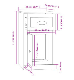 Armoire latérale avec tiroir noir 40x50x75 cm bois d'ingénierie