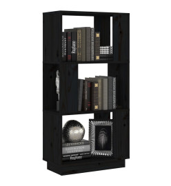 Bibliothèque/Séparateur de pièce Noir 51x25x101 cm Pin solide