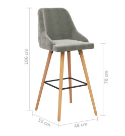 Tabourets de bar lot de 2 gris clair velours