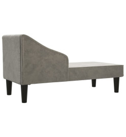 Chaise longue avec traversin gris clair velours