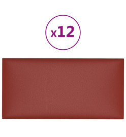 Panneaux muraux 12pcs Rouge bordeaux 30x15 cm Similicuir 0,54m²