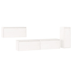 Meubles TV 4 pcs Blanc Bois massif de pin