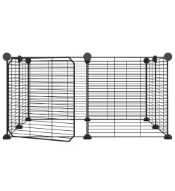 Cage animaux de compagnie à 8 panneaux et porte Noir 35x35 cm