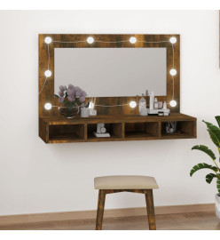 Armoire à miroir avec LED Chêne fumé 90x31,5x62 cm