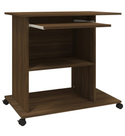 Bureau d'ordinateur Chêne marron 80x50x75 cm Bois d'ingénierie