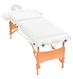 Table de massage pliable à 2 zones 10 cm d'épaisseur Blanc