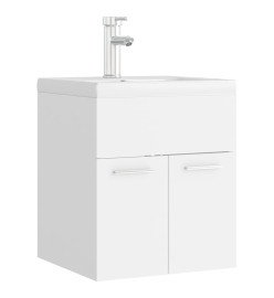 Armoire d'évier avec lavabo intégré Blanc Aggloméré