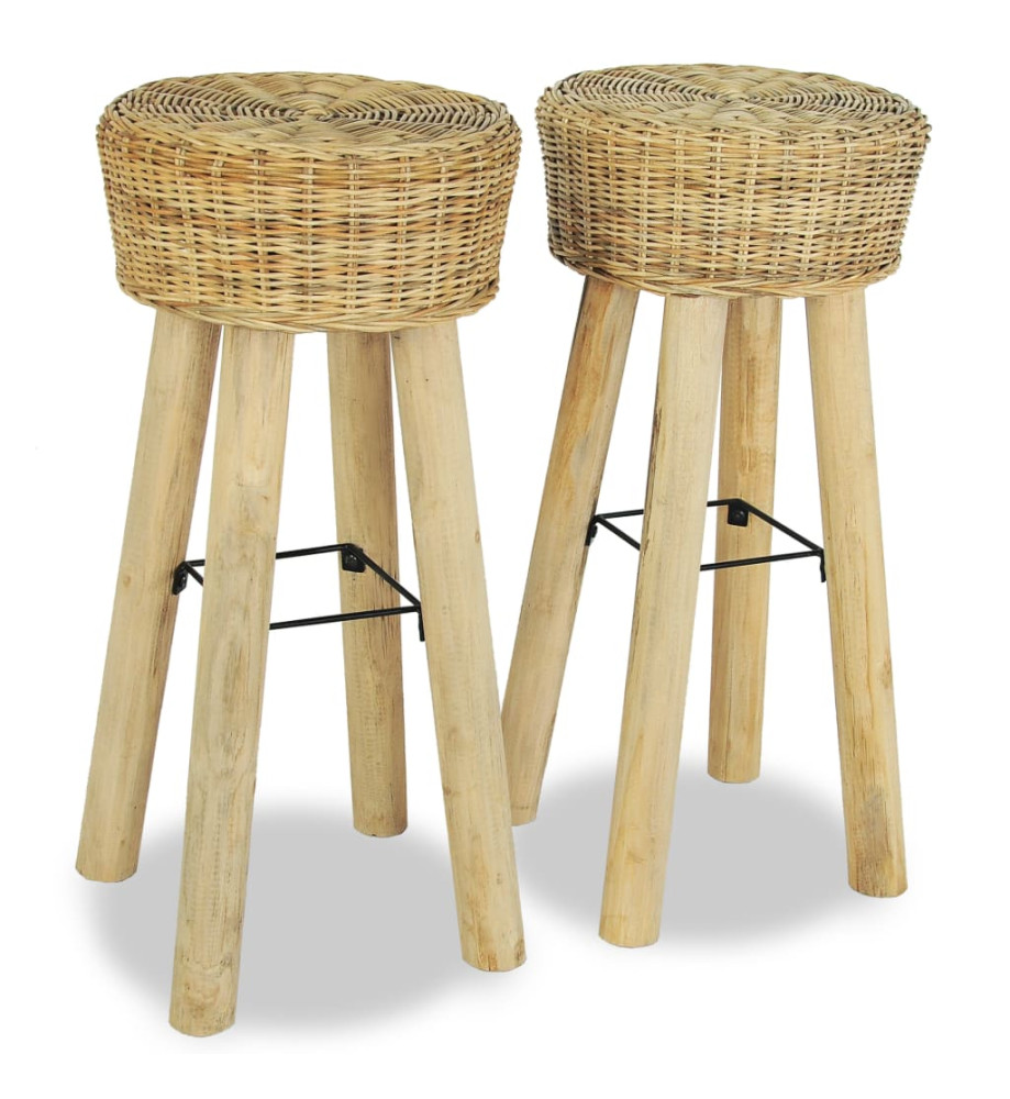 Tabourets de bar lot de 2 rotin naturel