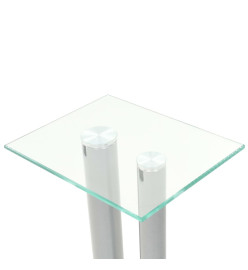 Support haut-parleur 2pc Verre trempé Design 2 colonnes Argenté