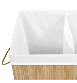 Panier à linge avec 2 sections bambou 100 L