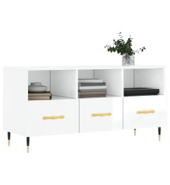 Meuble TV Blanc brillant 102x36x50 cm Bois d'ingénierie