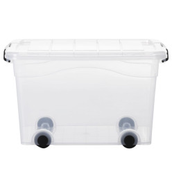 Boîtes de rangement et roues et couvercles 2pcs Transparent 40L