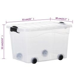 Boîtes de rangement et roues et couvercles 2pcs Transparent 40L