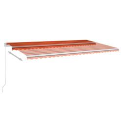 Auvent automatique rétractable et poteaux 6x3m Orange et marron