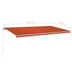 Auvent automatique rétractable et poteaux 6x3m Orange et marron