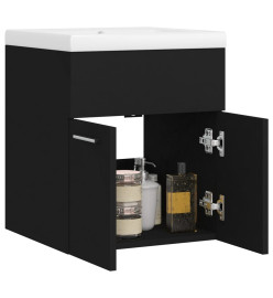 Armoire d'évier avec lavabo intégré Noir Aggloméré