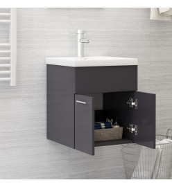 Armoire d'évier avec lavabo intégré Gris brillant Aggloméré