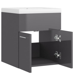 Armoire d'évier avec lavabo intégré Gris brillant Aggloméré