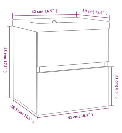 Meuble lavabo avec bassin intégré Chêne fumé Bois d'ingénierie