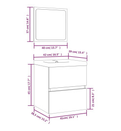 Armoire lavabo de salle de bain et bassin et miroir Gris sonoma