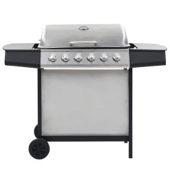 Barbecue au gaz avec 6 zones de cuisson Inox Argenté