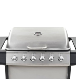 Barbecue au gaz avec 6 zones de cuisson Inox Argenté