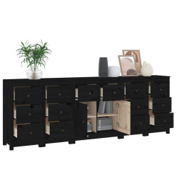 Buffet Noir 230x35x80 cm Bois massif de pin