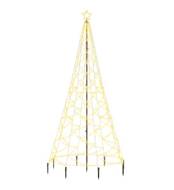 Arbre de Noël avec poteau en métal 500 LED blanches chaudes 3 m