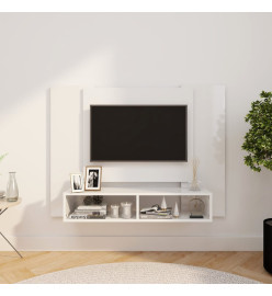 Meuble TV mural Blanc brillant 120x23,5x90 cm Aggloméré