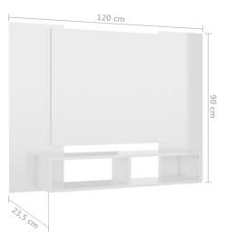 Meuble TV mural Blanc brillant 120x23,5x90 cm Aggloméré