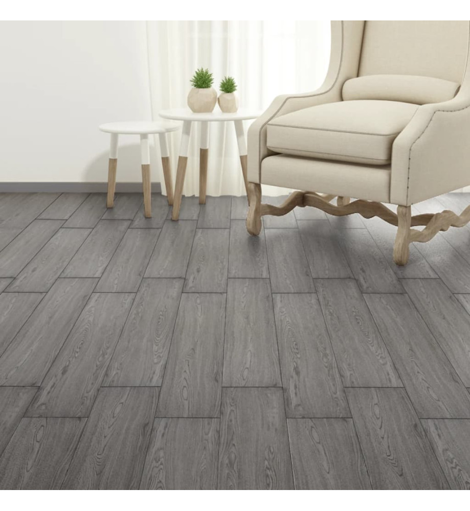 Planche de plancher PVC autoadhésif 5,21 m² 2 mm Gris foncé