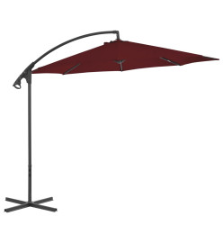 Parasol déporté avec mât en acier 300 cm Rouge bordeaux