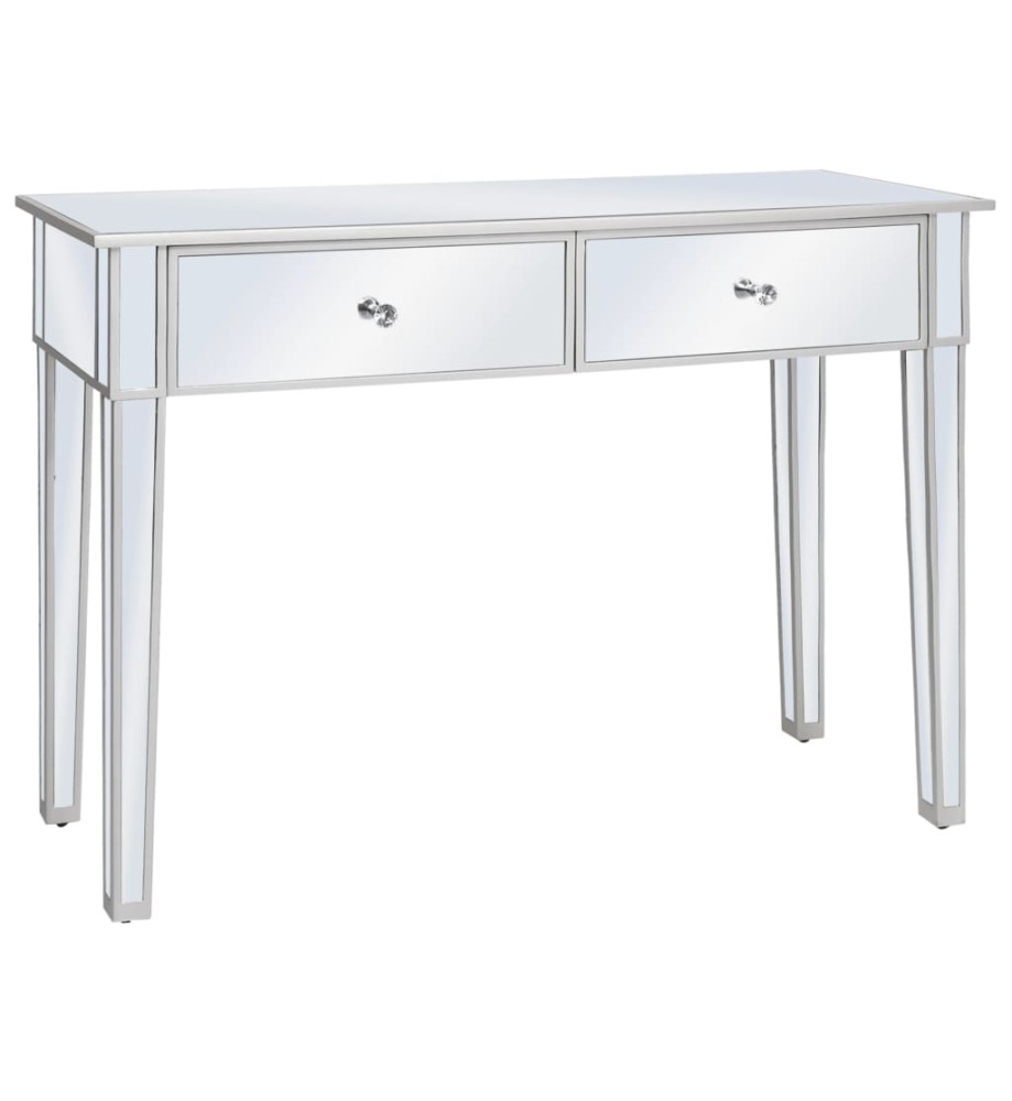 Table console miroir MDF et verre 106,5 x 38 x 76,5 cm