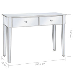 Table console miroir MDF et verre 106,5 x 38 x 76,5 cm