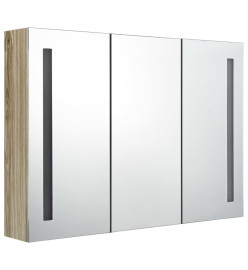 Armoire de salle de bain à miroir LED 89x14x62 cm chêne