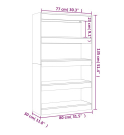 Bibliothèque/Séparateur de pièce Blanc brillant 80x30x135 cm