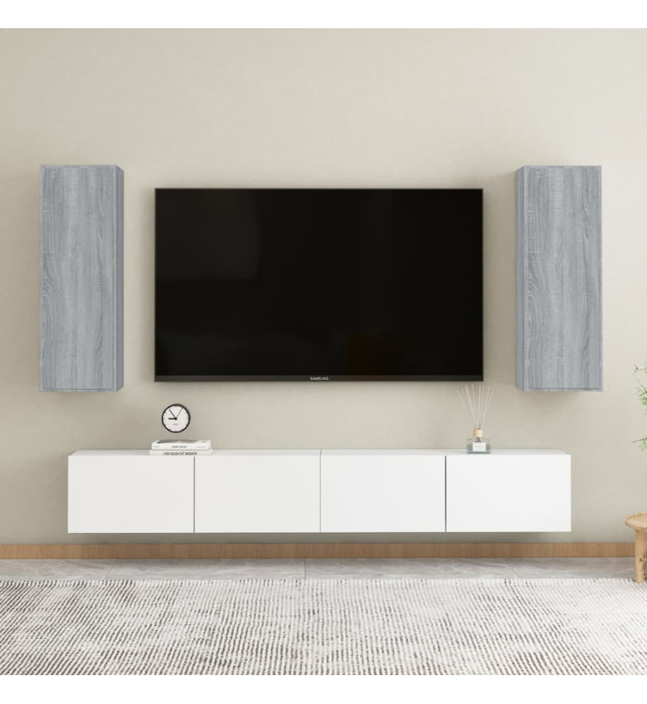 Meubles TV 2 pcs Sonoma gris 30,5x30x90 cm Bois d'ingénierie