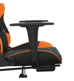 Chaise de jeu de massage et repose-pied Noir&Orange Similicuir