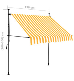 Auvent manuel rétractable avec LED 150 cm Blanc et orange