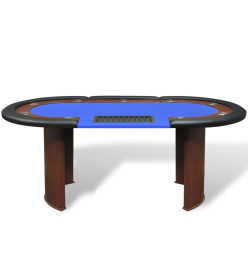 Table de poker pour 10 joueurs avec espace de croupier Bleu