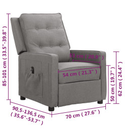 Fauteuil inclinable électrique Gris clair Tissu