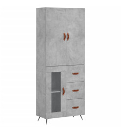 Buffet haut Gris béton 69,5x34x180 cm Bois d'ingénierie