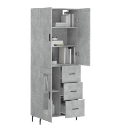 Buffet haut Gris béton 69,5x34x180 cm Bois d'ingénierie